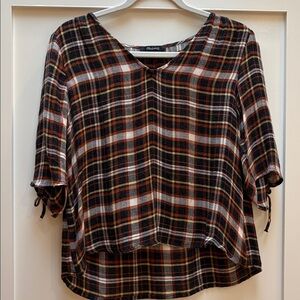 Madewell Plaid V-Neck Blouse